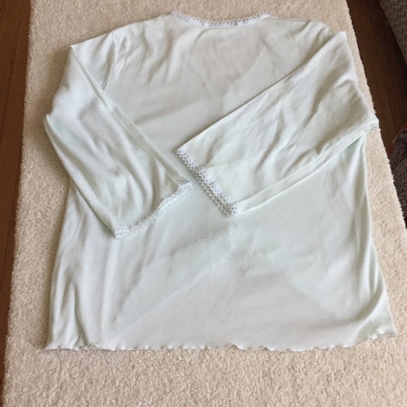 Vintage Floral Embroidered Knit Cardigan ThreeQuarter Sleeve Light Blue Sz Small - Picture 5 of 13